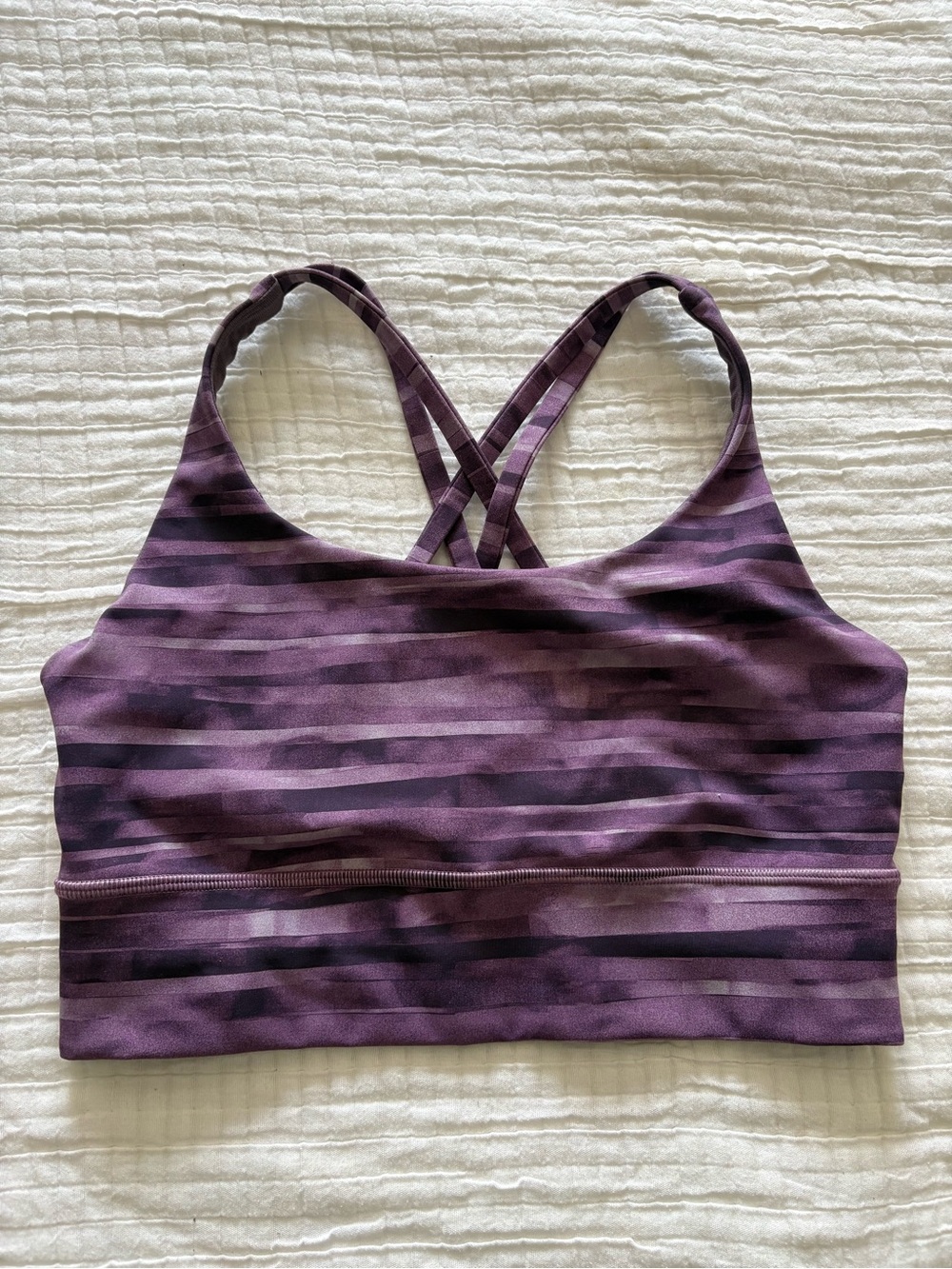 Lululemon energy longline Purple Crisscross Back Sports Bra size 6